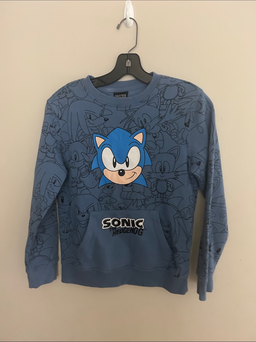 Sonic The Hedgehog Blue Graphic Kids Crewneck Sweatshirt